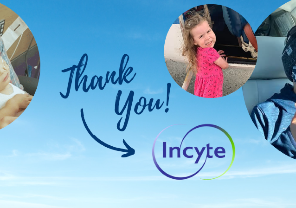 PALS SkyHope Receives Grant from Incyte Giving Foundation to Provide Free Flights for Delaware Residents